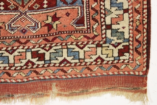 antique small west anatolian rug in excellent condition. A little jewel. Good thick pile with all beautiful natural colors. Pretty greens. Original kelim ends and selvages. Recent wash and small edge repair.  ...