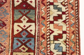 antique small west anatolian rug in excellent condition. A little jewel. Good thick pile with all beautiful natural colors. Pretty greens. Original kelim ends and selvages. Recent wash and small edge repair.  ...