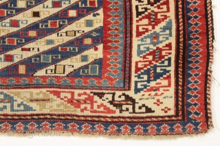 antique caucasian prayer rug. Probably shirvan. Excellent design and all natural colors. "as found", reasonably clean with good even pile, slight edge roughness but no repair. Inscribed date. 19th c. 3'3" x  ...