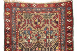 Antique camel ground NW Persian or kurdish rug. Extra colorful version of this known design. "As found" condition, very dirty and with an area of heavy wear as shown. Structurally sound. Good  ...