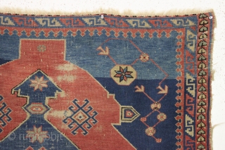 Antique little mystery rug. Looks like a little serapi or bahkshaish rug with open and archaic drawing. There are caucasian shirvan rugs that look a bit like this as well. Single wefted  ...