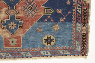 Antique little mystery rug. Looks like a little serapi or bahkshaish rug with open and archaic drawing. There are caucasian shirvan rugs that look a bit like this as well. Single wefted  ...