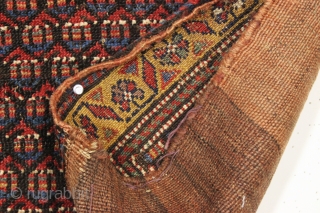 antique complete large persian saddlebag in great condition with good pile and original back and closure tabs. All beautiful natural colors. Recent wash. I see no repairs. Has good presence. ca. 1880.  ...