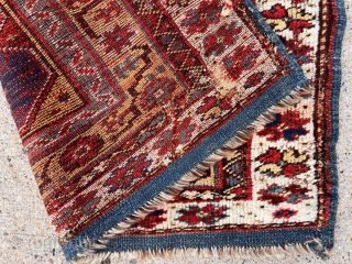 Early Turkish Makri prayer rug with the strong archaic drawing I find attractive. Beautiful natural colors featuring lots of yellow and honey gold highlights. Typical coarse weave with overall even low pile.  ...