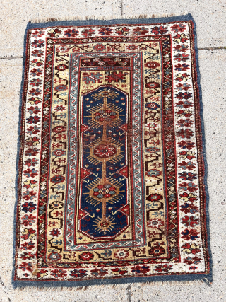 Early Turkish Makri prayer rug with the strong archaic drawing I find attractive. Beautiful natural colors featuring lots of yellow and honey gold highlights. Typical coarse weave with overall even low pile.  ...