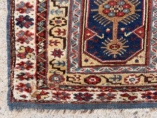 Early Turkish Makri prayer rug with the strong archaic drawing I find attractive. Beautiful natural colors featuring lots of yellow and honey gold highlights. Typical coarse weave with overall even low pile.  ...