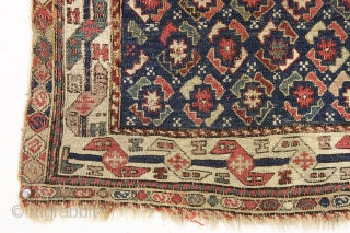 Early sumak bagface. Unusual design. Heavily oxidized browns. Pretty greens. All wool, no cotton. Shahsavan or caucasian? 3rd qtr. 19th c.   23" x 23"       