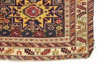 early caucasian lesghis star rug with incribed date of 1821. Probabaly shirvan. Older example with very wide range of vibrant natural colors. Delicate complex drawing with some charming elements I have not  ...