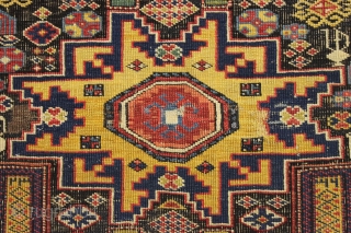 early caucasian lesghis star rug with incribed date of 1821. Probabaly shirvan. Older example with very wide range of vibrant natural colors. Delicate complex drawing with some charming elements I have not  ...