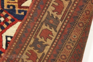 Antique moghan Kazak rug in great condition with thick high pile and beautiful natural colors. Clean with lustrous wool and lovely saturated colors. Ready for the discerning collector. Needs nothing. Good age,  ...