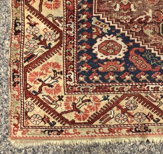 Early Anatolian Demerci Khula rug with classic field and lovely yellow border. Overall good condition for an older example. Even low pile with heavy oxidation of the field ground. Original selvages and  ...