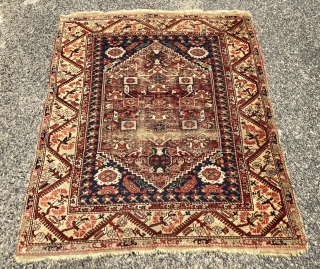 Early Anatolian Demerci Khula rug with classic field and lovely yellow border. Overall good condition for an older example. Even low pile with heavy oxidation of the field ground. Original selvages and  ...