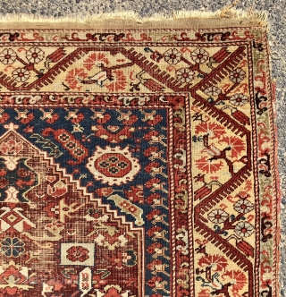 Early Anatolian Demerci Khula rug with classic field and lovely yellow border. Overall good condition for an older example. Even low pile with heavy oxidation of the field ground. Original selvages and  ...