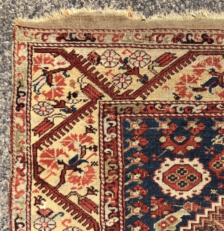 Early Anatolian Demerci Khula rug with classic field and lovely yellow border. Overall good condition for an older example. Even low pile with heavy oxidation of the field ground. Original selvages and  ...