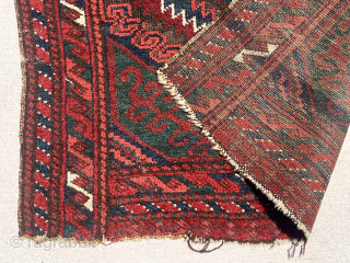 Older Baluch bagface. Classic latch hooked “mushwani” type. As good color as I have seen with rich reds and greens.  Lovely sculpted brown oxidation. From my modest collection. 19th c. 25”  ...