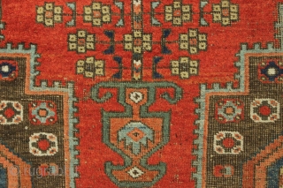 Antique afshar rug. Very coarsely woven rustic rug,"as found", very dirty with heavy brown oxidation and some wear as shown. Appears to have all good colors under the grime. 19th c. 4'8"  ...