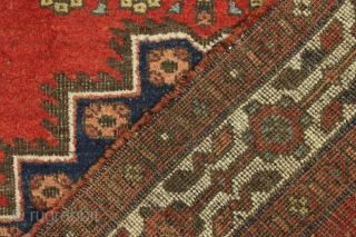 Antique afshar rug. Very coarsely woven rustic rug,"as found", very dirty with heavy brown oxidation and some wear as shown. Appears to have all good colors under the grime. 19th c. 4'8"  ...