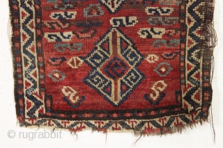 antique little turkish yastik with an intersting wonky design. I like dots. All good old colors featuring a nice red, aubergineand an old apricot. Mostly decent pile but with wear and edge  ...