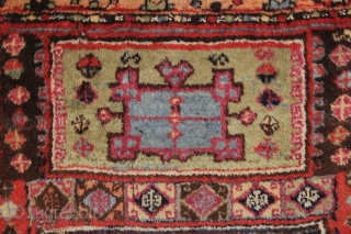 antique east anatolian Kurdish or yoruk rug. Shaggy beast with thick pile and great archaic design. "as found", with mostly thick high pile, scattered small damages and a few small old crude  ...