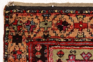 antique east anatolian Kurdish or yoruk rug. Shaggy beast with thick pile and great archaic design. "as found", with mostly thick high pile, scattered small damages and a few small old crude  ...