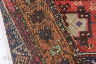 antique east anatolian Kurdish or yoruk rug. Shaggy beast with thick pile and great archaic design. "as found", with mostly thick high pile, scattered small damages and a few small old crude  ...