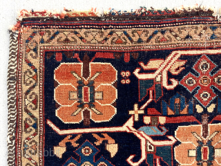 Lovely old Afshar torba sized weaving. Sinuous drawing and harmonious Afshar palette. Low pile with scattered wear as shown. Reasonably clean. Ex J. Collins. From my personal collection. 19th c. 20” x  ...
