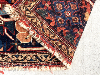 Lovely old Afshar torba sized weaving. Sinuous drawing and harmonious Afshar palette. Low pile with scattered wear as shown. Reasonably clean. Ex J. Collins. From my personal collection. 19th c. 20” x  ...