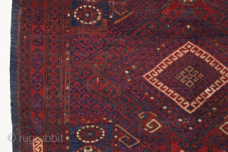 antique west anatolian bergama rug. Older example of the type with all natural colors. Nice small size and nearly square. Original fancy selvages and pretty blue kelim ends. Thin, blanket like handle  ...