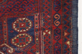 antique west anatolian bergama rug. Older example of the type with all natural colors. Nice small size and nearly square. Original fancy selvages and pretty blue kelim ends. Thin, blanket like handle  ...