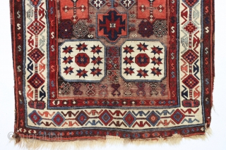 antique east anatolian kurdish long rug. Good older example of a classic type. In fair condition with much good thick pile combined with an almost completely corroded ground. All natural colors. Edges  ...
