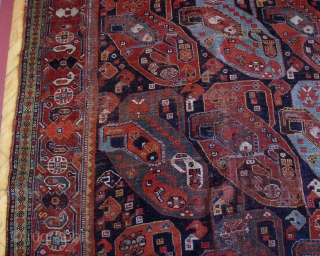 Antique rare south Persian "mother and daughter boteh" rug. (Reposted as original buyer reneged on sale without even seeing the rug, never shipped). Hard to find fresh anymore. All good colors with  ...