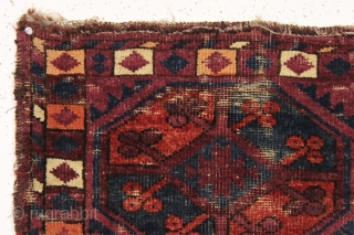 antique uzbek pile weaving. "as found", with all good colors but some wear and end loss as shown and priced accordingly. Reasonably clean. late 19th c. 21" x 28"    