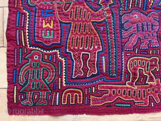 Vintage textile “mola”. Not sure what the theme is on this one. Musical? Biblical? Colorful and charming. Loosely sewn to cloth backing. Undervalued hand work.
20th c. 17” x 23”
Asking $125   