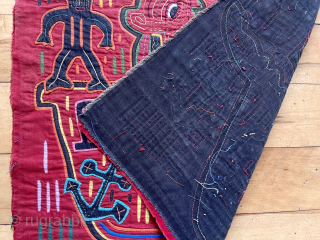Vintage textile “mola” with an unusual nautical theme. Colorful and charming. Loosely sewn cloth backing.
Undervalued hand work. 20th c. 15” x 19”
Asking $125          