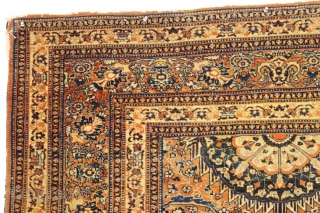 antique tabriz rug. Local find. Genuine older tabriz with a rare terrific design and characteristic early colors. Fine weave. As found, good even tight pile with a few small spots of wear  ...