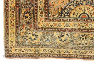 antique tabriz rug. Local find. Genuine older tabriz with a rare terrific design and characteristic early colors. Fine weave. As found, good even tight pile with a few small spots of wear  ...