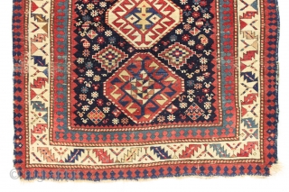 Antique caucasian akstafa rug. Very high quality wool and crisp overall drawing. Unusually delicate rendition of this border type. First rate natural colors and a dazzling array of interesting small elements. Heavy  ...