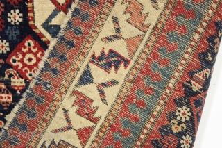 Antique caucasian akstafa rug. Very high quality wool and crisp overall drawing. Unusually delicate rendition of this border type. First rate natural colors and a dazzling array of interesting small elements. Heavy  ...