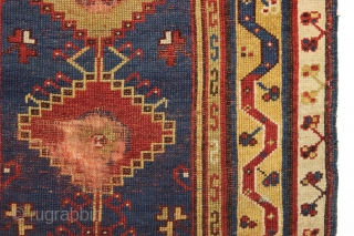 Antique Turkish Makri rug. Single column example. Nice spacious drawing, particularly in the borders. All natural colors with light greens and good strong yellows. "As found", not restored and in need of  ...
