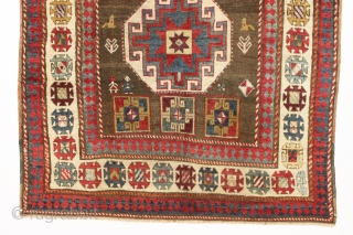 antique kazak rug in excellent condition with a bold large scale design and beautiful old colors. Allover good even pile with soft lustrous wool. Good original sides and ends. All natural colors  ...