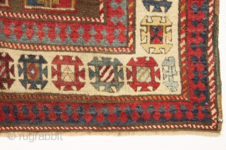 antique kazak rug in excellent condition with a bold large scale design and beautiful old colors. Allover good even pile with soft lustrous wool. Good original sides and ends. All natural colors  ...