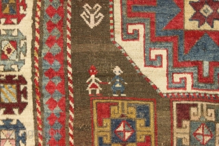 antique kazak rug in excellent condition with a bold large scale design and beautiful old colors. Allover good even pile with soft lustrous wool. Good original sides and ends. All natural colors  ...