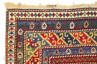 antique caucasian shirvan prayer rug in excellent condition with outstanding colors. Above average drawing and world class natural colors featuring lots of lovely greens and fine yellow highlights. Good overall even pile.  ...