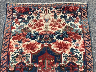 Antique Caucasian seichour rug. The usual wild and crazy field but in an unusually large size. Good weave with blanket like handle. Overall even low pile with heavy brown oxidation and scattered  ...