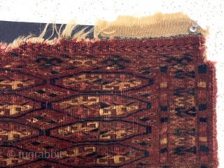 Antique little turkman mafrash or small torba. Uncommon design. Nice tight weave. Unfortunately some condition issues including overall smoked on the front. I have no idea how to clean. Some sewn fabric  ...