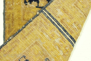 Early Chinese fragment fragment. Yellow, yellow, yellow. Thin, thin, thin. High degree of floppiness. 1'9" x 3'4"                