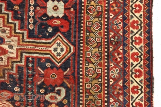 antique little south persian rug in good condition with a very interesting design. An unusual combination of allover field elements and a dramatic ivory medallion. All well saturated natural colors and good  ...