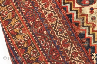 antique little south persian rug in good condition with a very interesting design. An unusual combination of allover field elements and a dramatic ivory medallion. All well saturated natural colors and good  ...