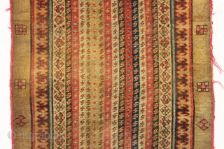 antique serab rug with an unusual cane design field and nice smaller size. "as found", very very dirty with decent pile but rough ends and priced accordingly. Horrible modern selvage wrapping but  ...
