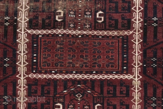 antique saryk ensi. Characteristic saryk design and colors with an unusual and very attractive elem panel. All natural colors. As found, reasonably clean with some wear and crease damage or tears as  ...